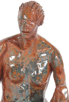 Clay Sculpture of Seated Nude in Burnt Orange 2001