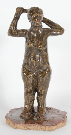 Clay Sculpture of Standing Female Nude in Brown, April 2001