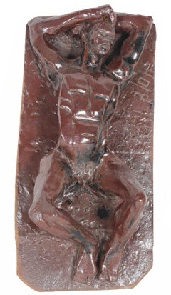 Figure at Rest 2001 Clay Sculpture in Brown
