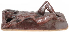 Figure at Rest 2001 Clay Sculpture in Brown