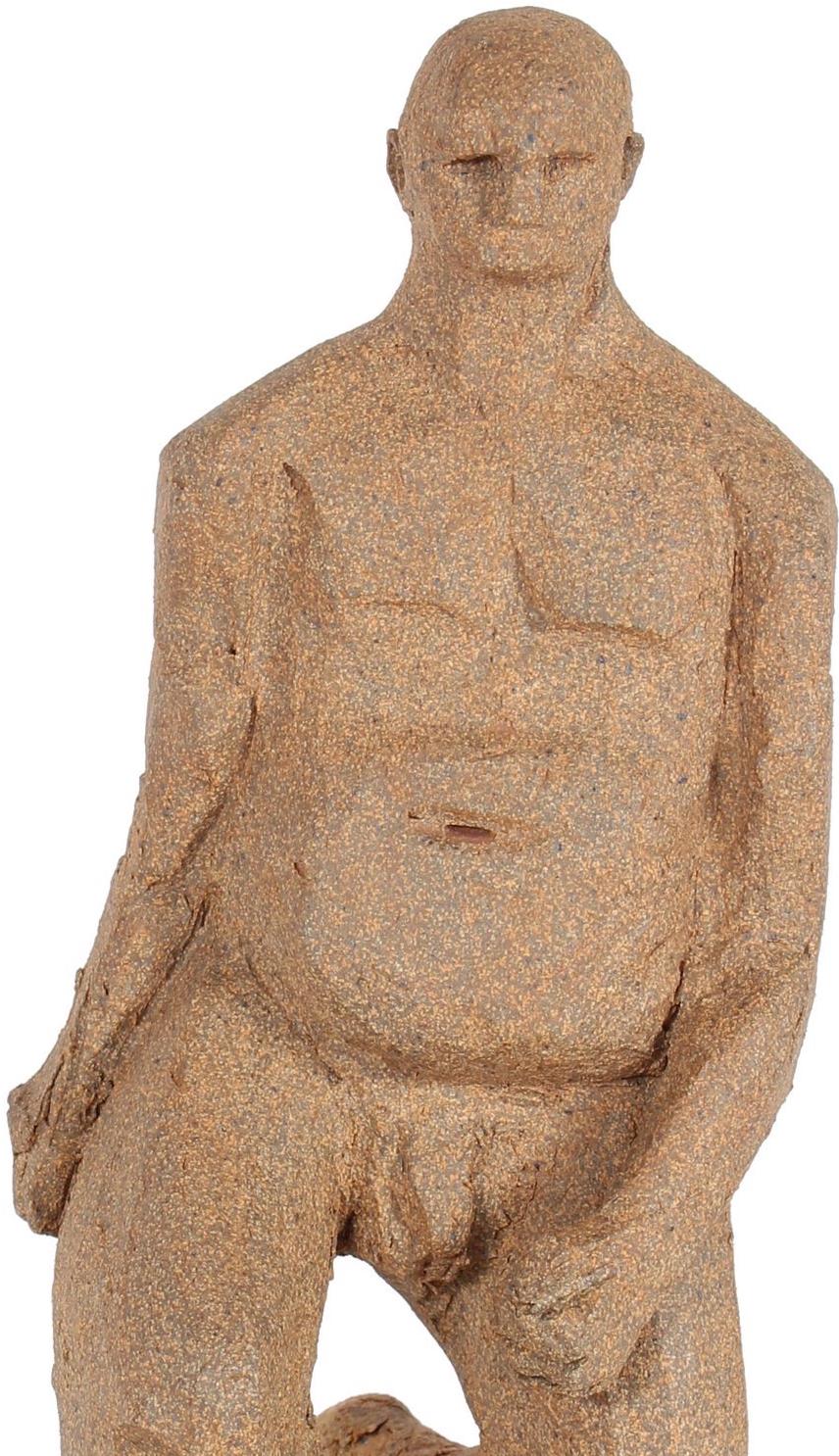 Male Nude in Motion Unglazed Clay 2007 - Sculpture by Dave Fox