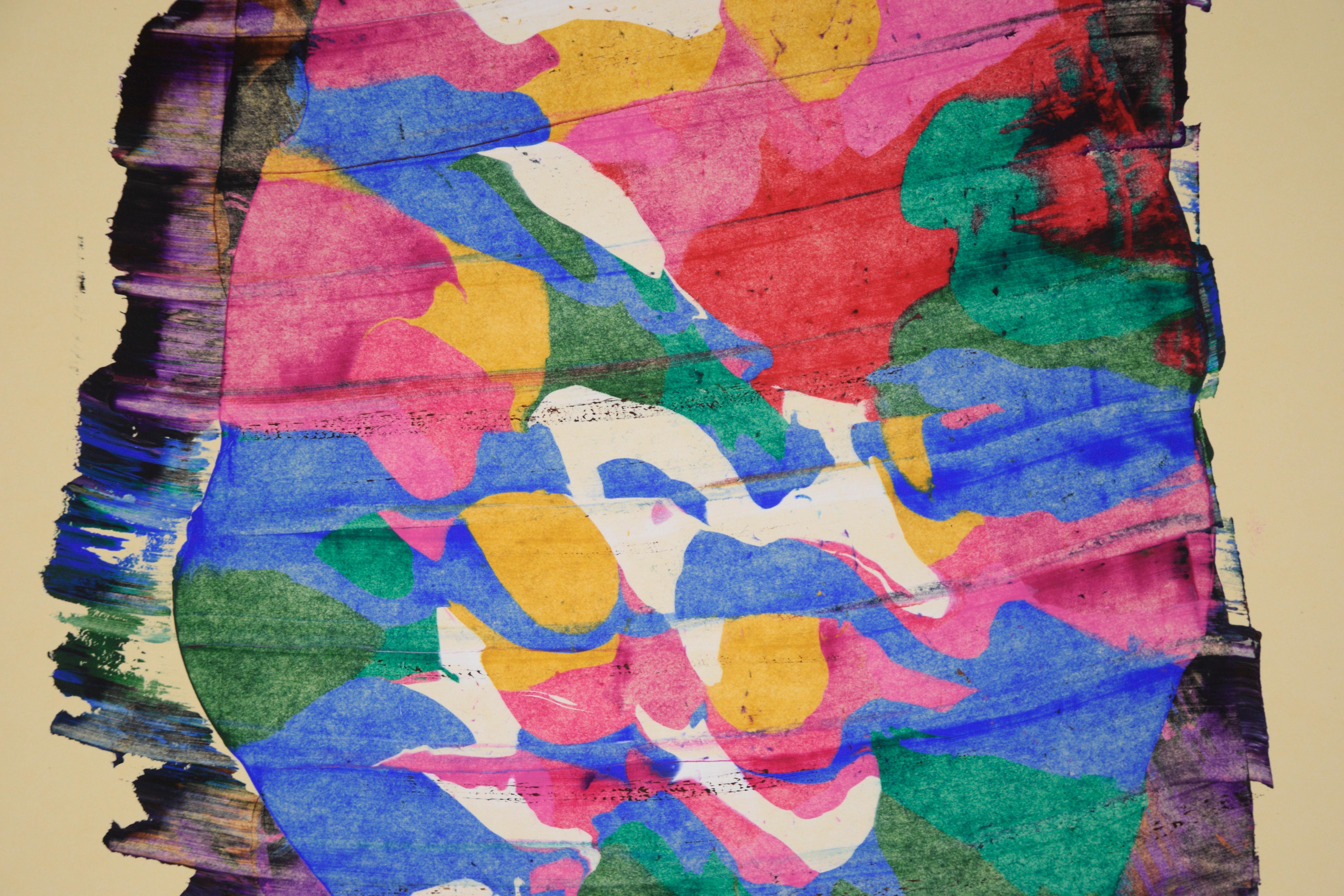 Il cerchio - Astratto originale su carta - Abstract Painting Beige di Dave Frances