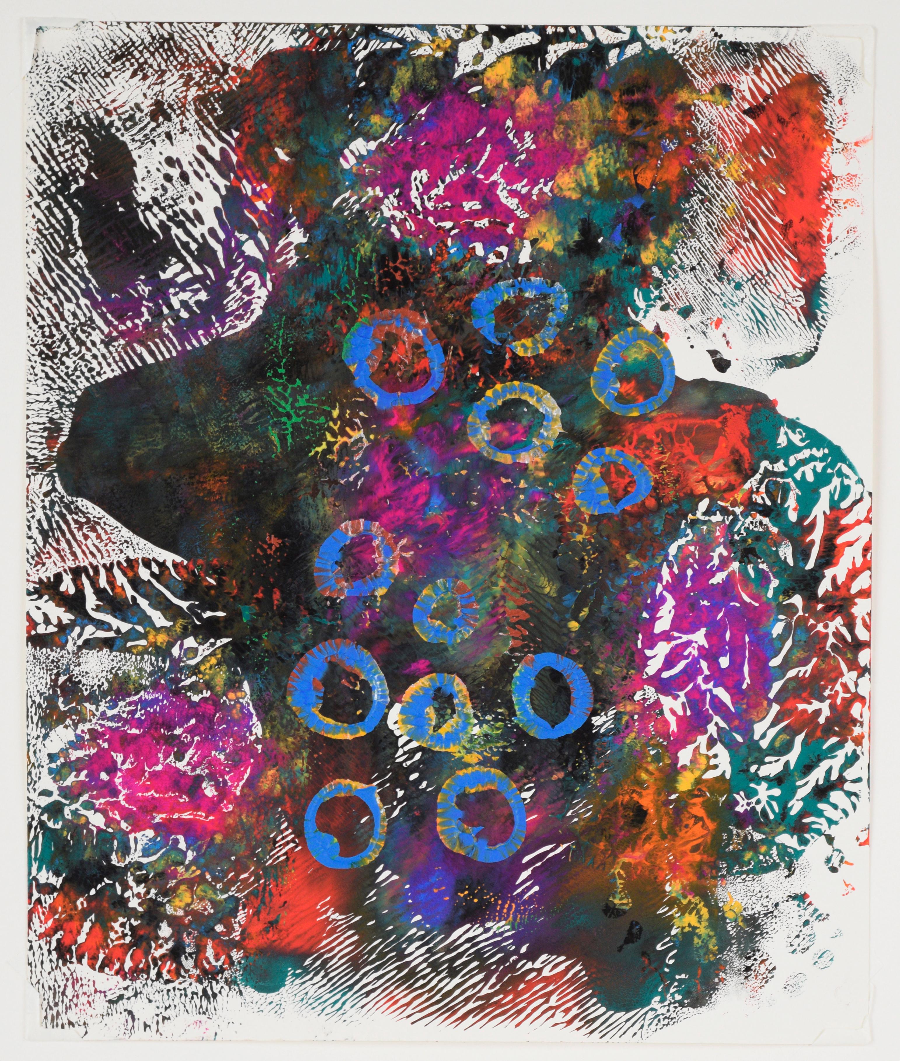 Blue Emersion - Acrilico astratto originale su carta - Painting di Dave Francis