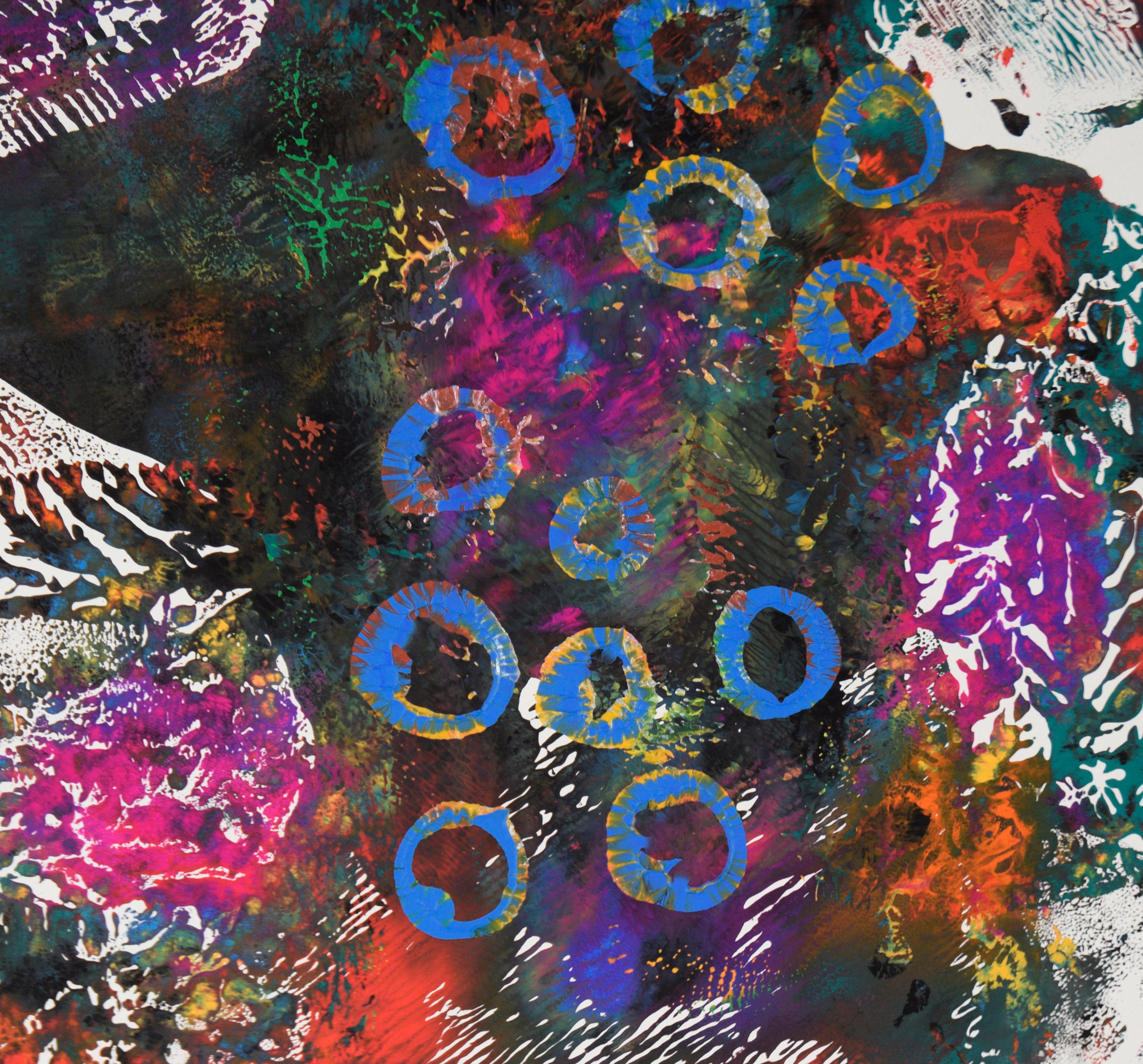 Blue Emersion - Acrilico astratto originale su carta - Painting American Modern di Dave Francis