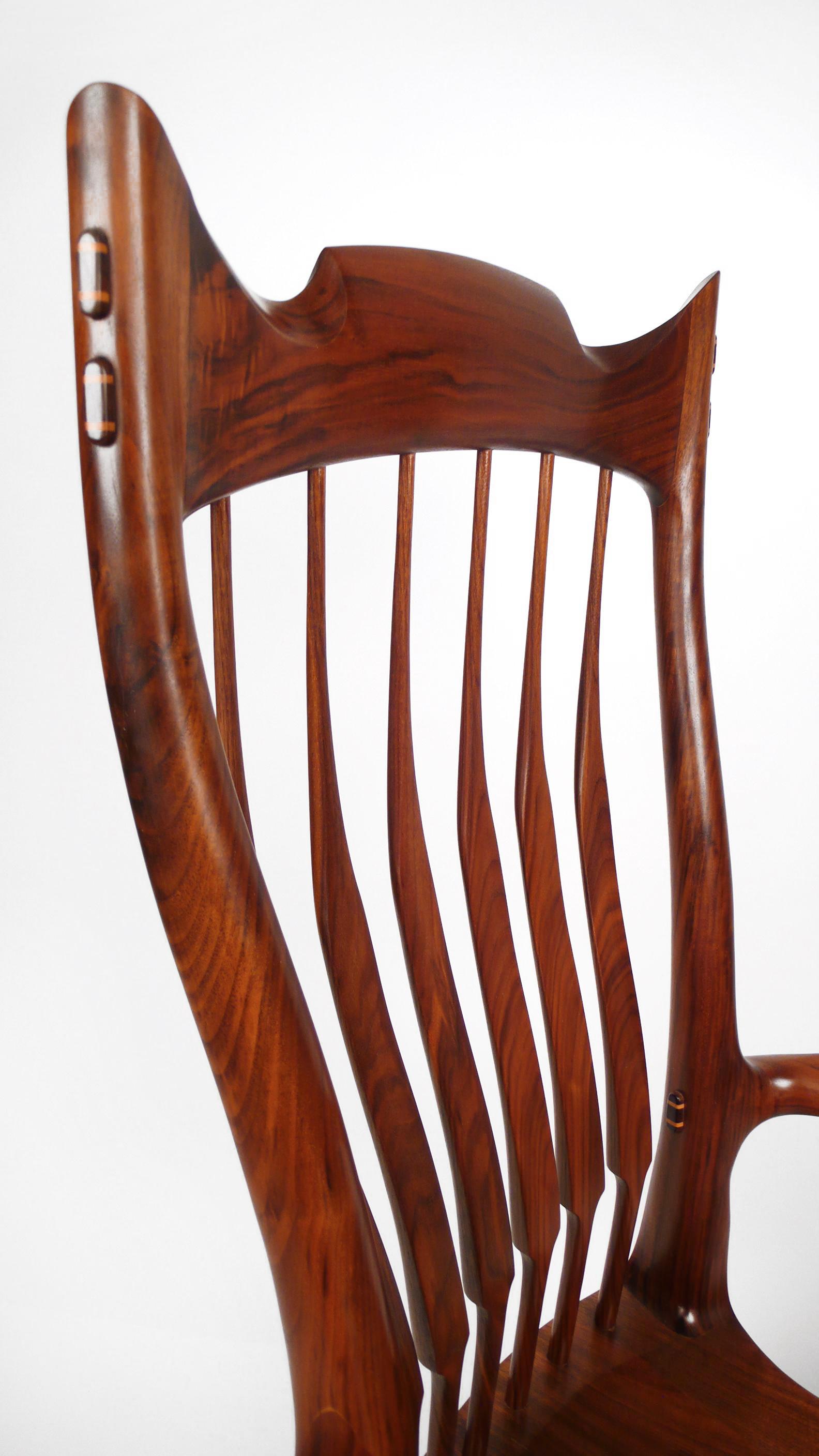 Dave Hentzel American Craft Solid Walnut Arm Chair, Apprentice to Sam Maloof For Sale 2