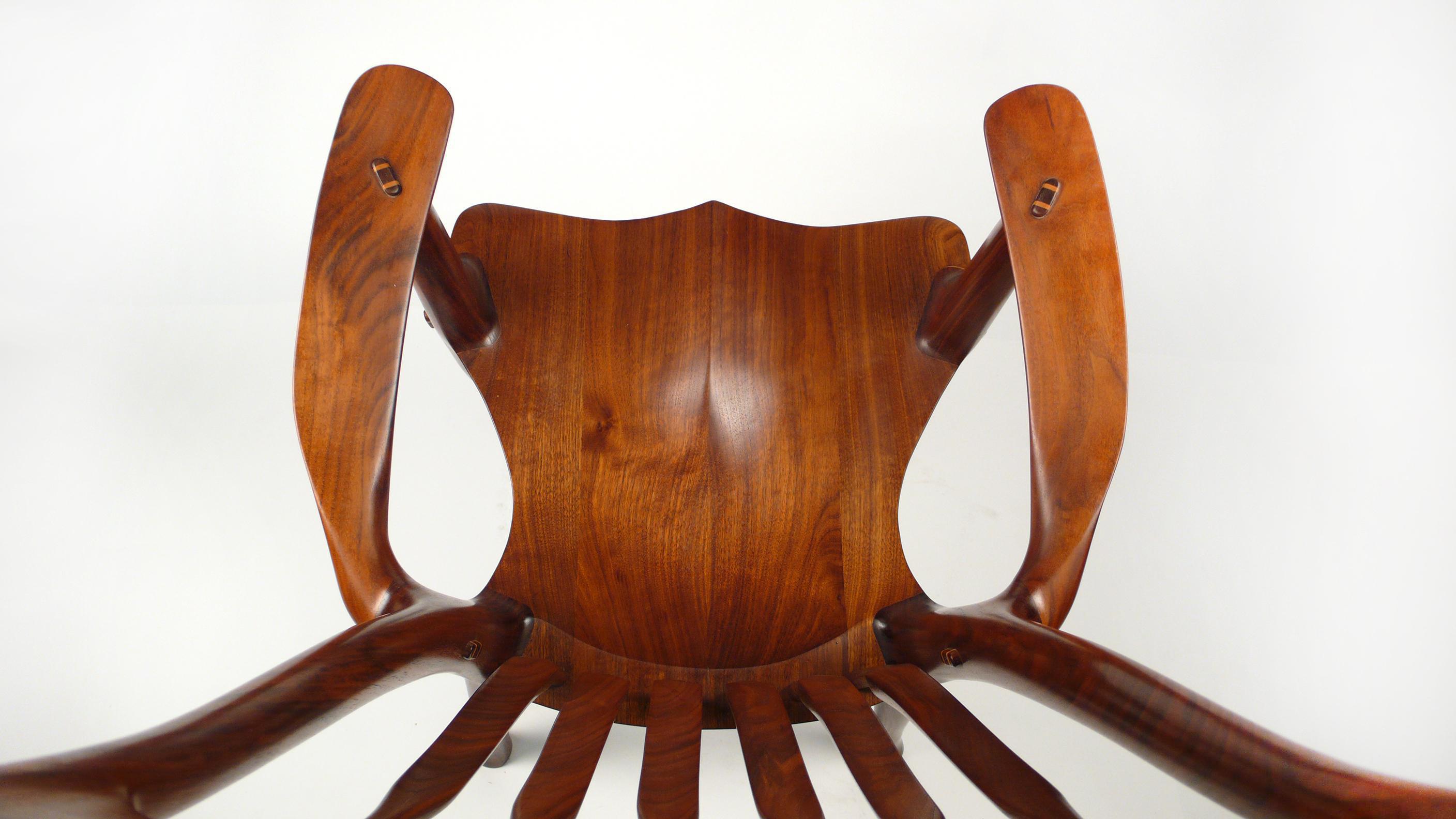 20th Century Dave Hentzel American Craft Solid Walnut Arm Chair, Apprentice to Sam Maloof For Sale