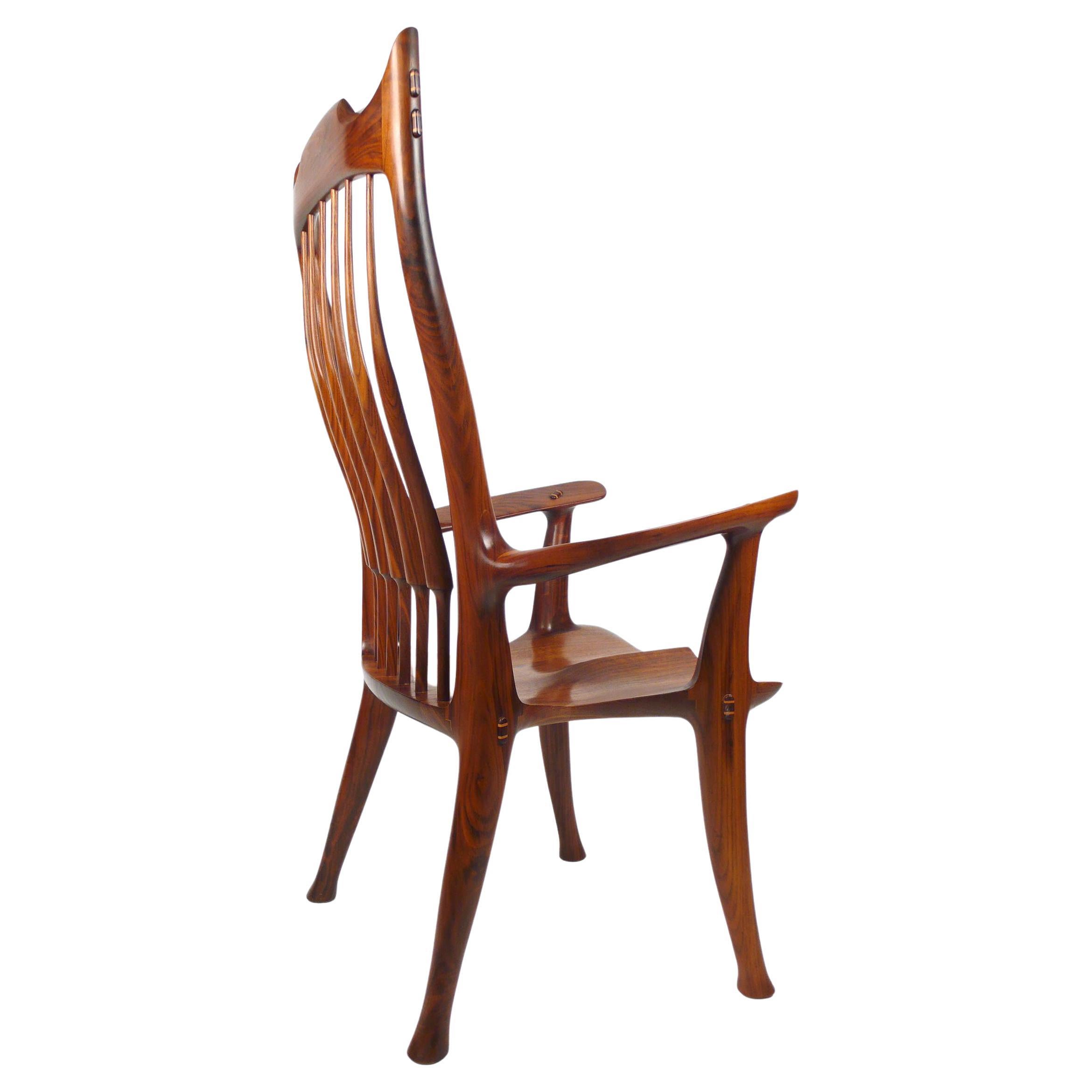 Dave Hentzel American Craft Solid Walnut Arm Chair, Apprentice to Sam Maloof For Sale
