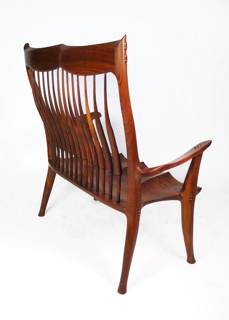 Mid-Century Modern Dave Hentzel American Craft Solid Walnut Settee, Apprentice to Sam Maloof For Sale