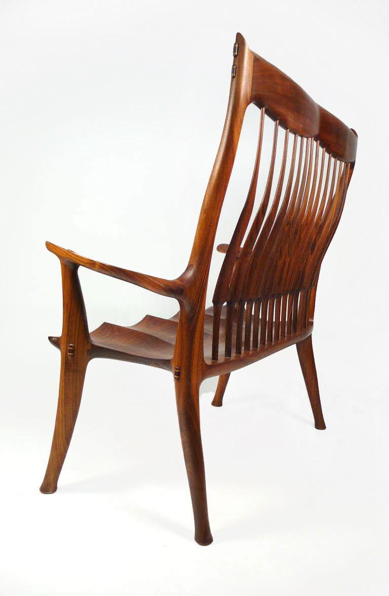 Hand-Carved Dave Hentzel American Craft Solid Walnut Settee, Apprentice to Sam Maloof For Sale