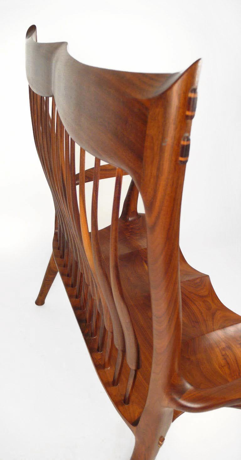 Dave Hentzel American Craft Solid Walnut Settee, Apprentice to Sam Maloof In Good Condition For Sale In Dallas, TX