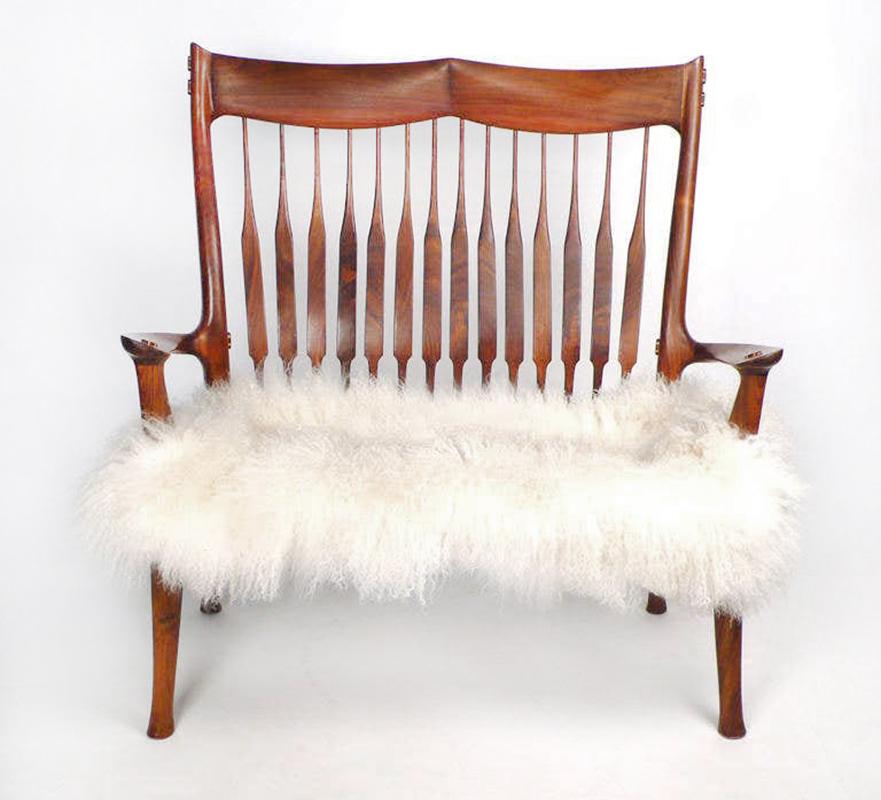 Contemporary Dave Hentzel American Craft Solid Walnut Settee, Apprentice to Sam Maloof For Sale