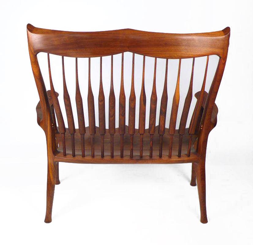 Dave Hentzel American Craft Solid Walnut Settee, Apprentice to Sam Maloof For Sale 1