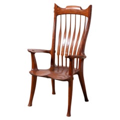 Dave Hentzel Studio-Crafted Claro Walnut Armchair with Sculptural Spindle Back