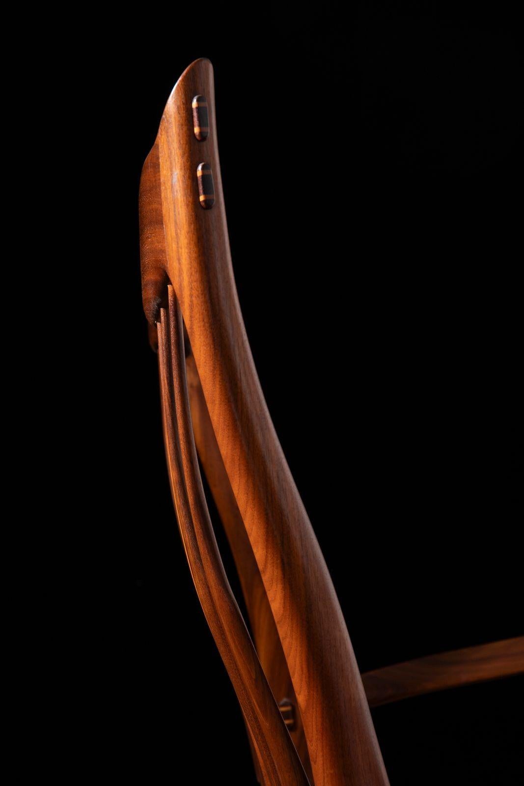 Dave Hentzel Studio-Crafted Claro Walnut Two-Seater Bench with Sculptural Back en venta 1