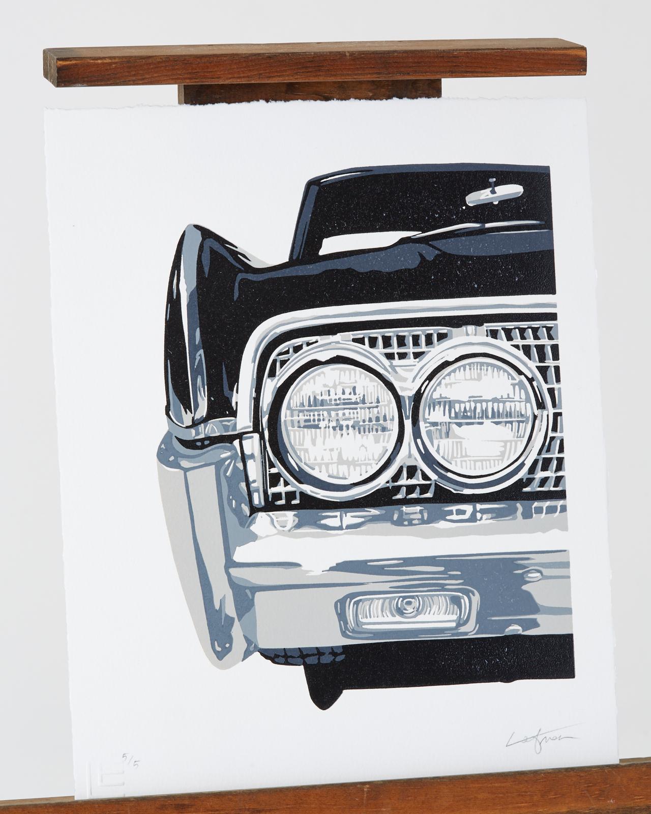 Le Lincoln Continental noir  - Réalisme américain Print par Dave Lefner