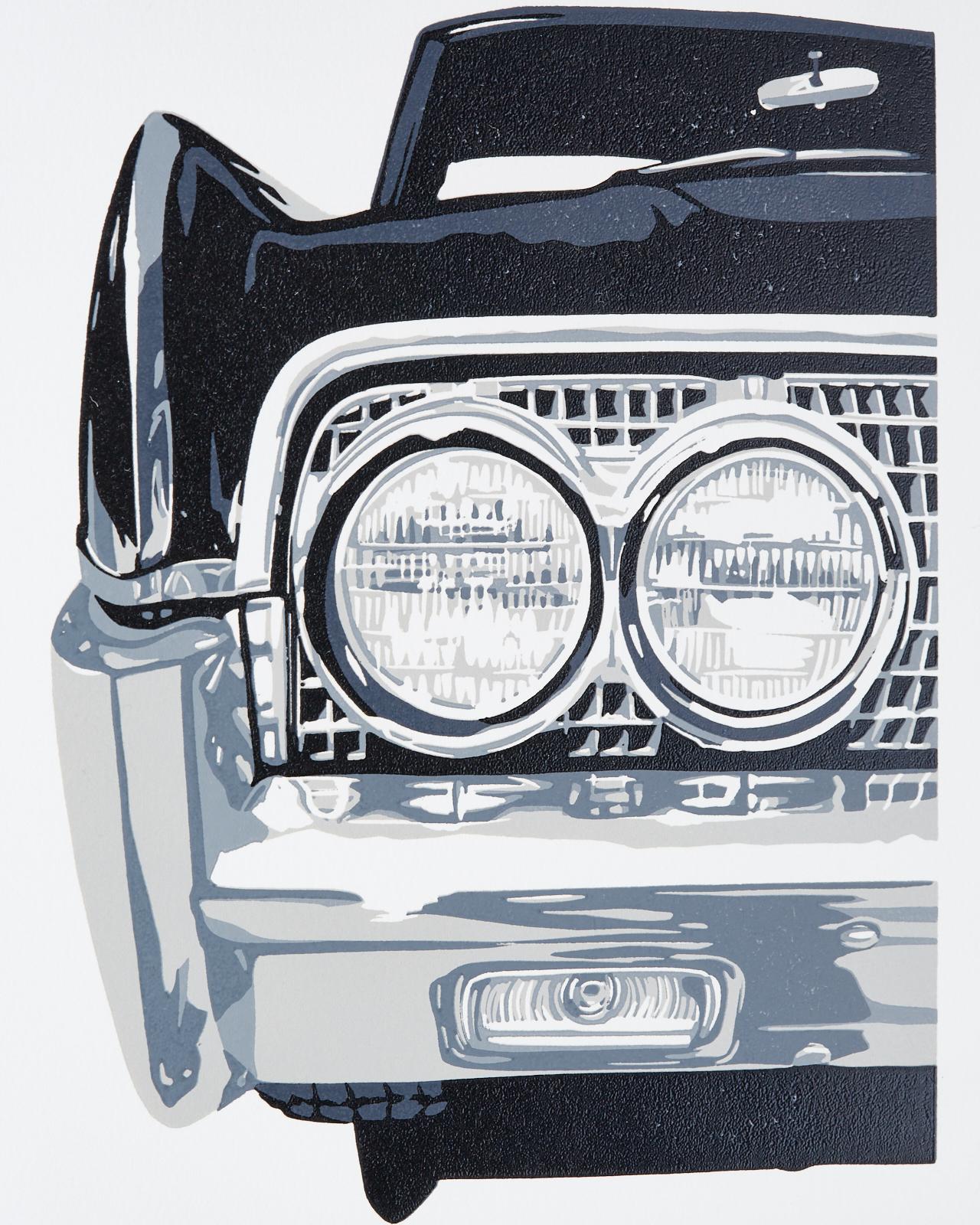 The Black Lincoln Continental  - American Realist Print by Dave Lefner