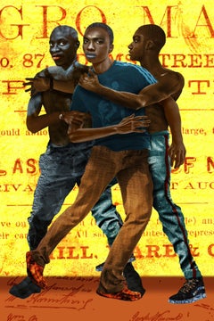 Heavy, Contemporary Figurative Digital Collage on Paper