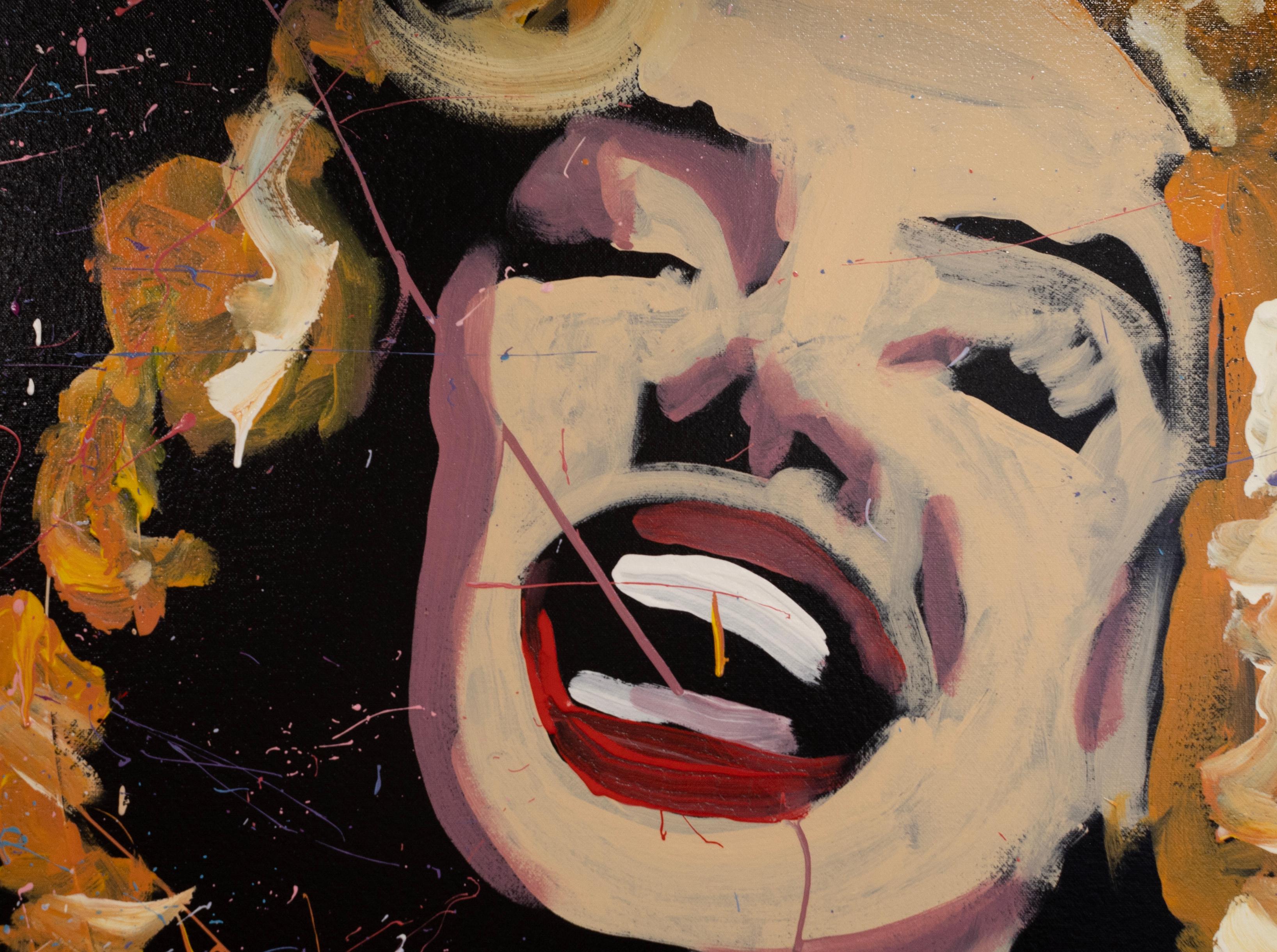Dave Santia Marilyn Monroe signiert Live Speed Portrait Gemälde auf Leinwand 2013 im Angebot 2