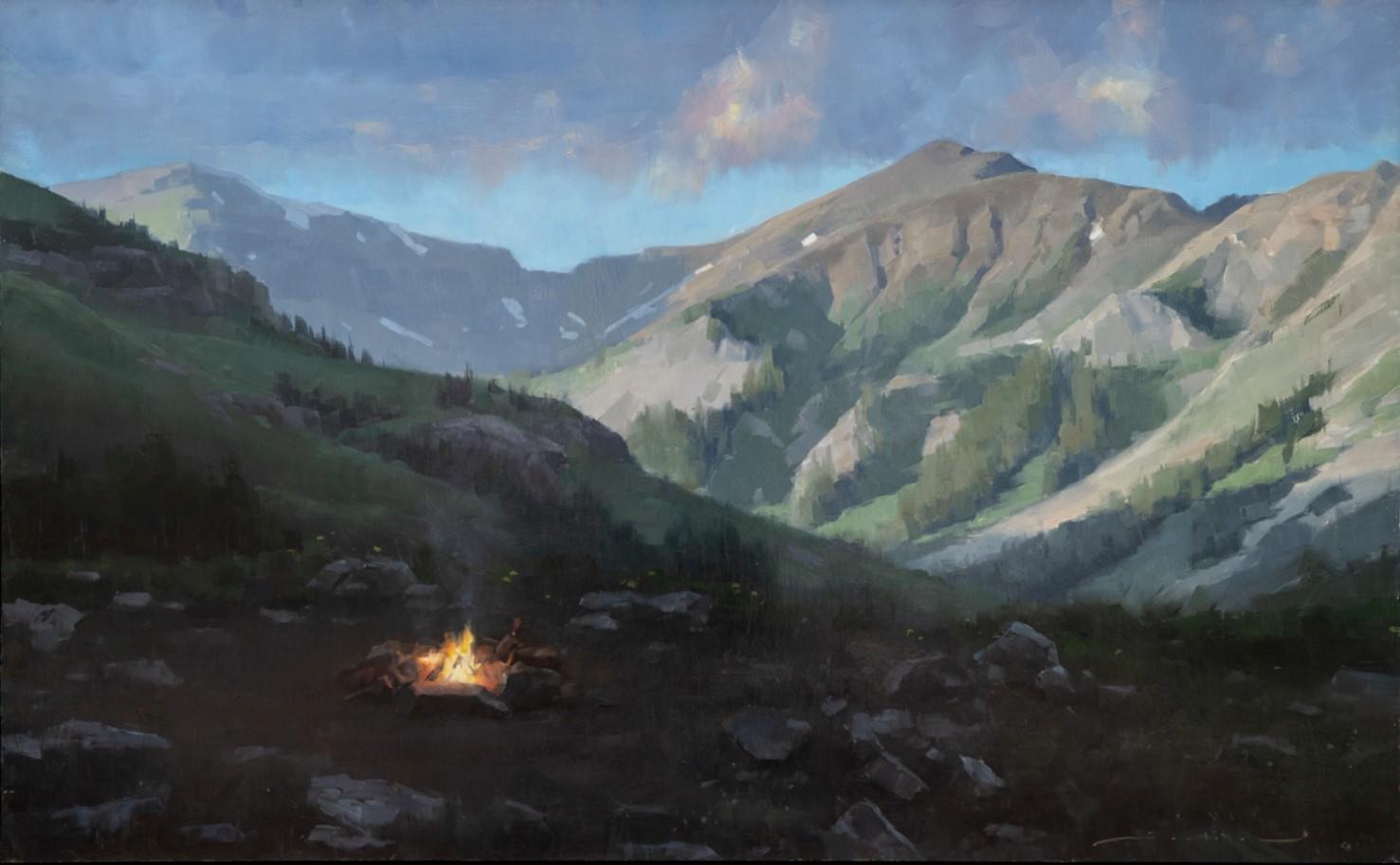 Lagerfeuer im Cumberland Basin (Impressionismus), Painting, von Dave Santillanes CA