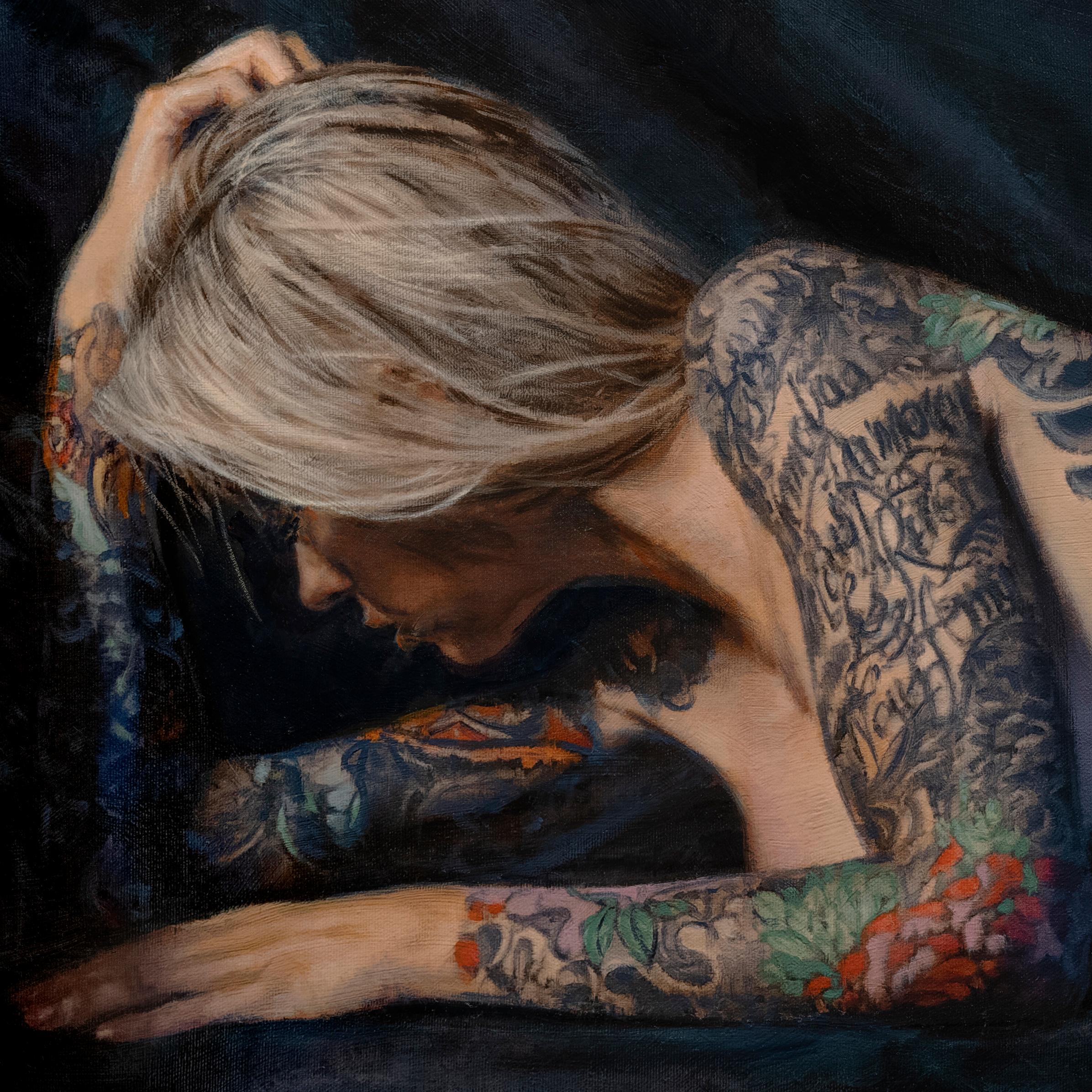„Hear Me Roar“, Ölgemälde (Schwarz), Nude Painting, von Dave Seeley
