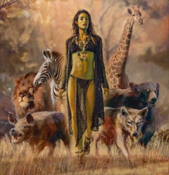 "Die Göttin Animalia" von Dave Seeley, Figurative Ölmalerei