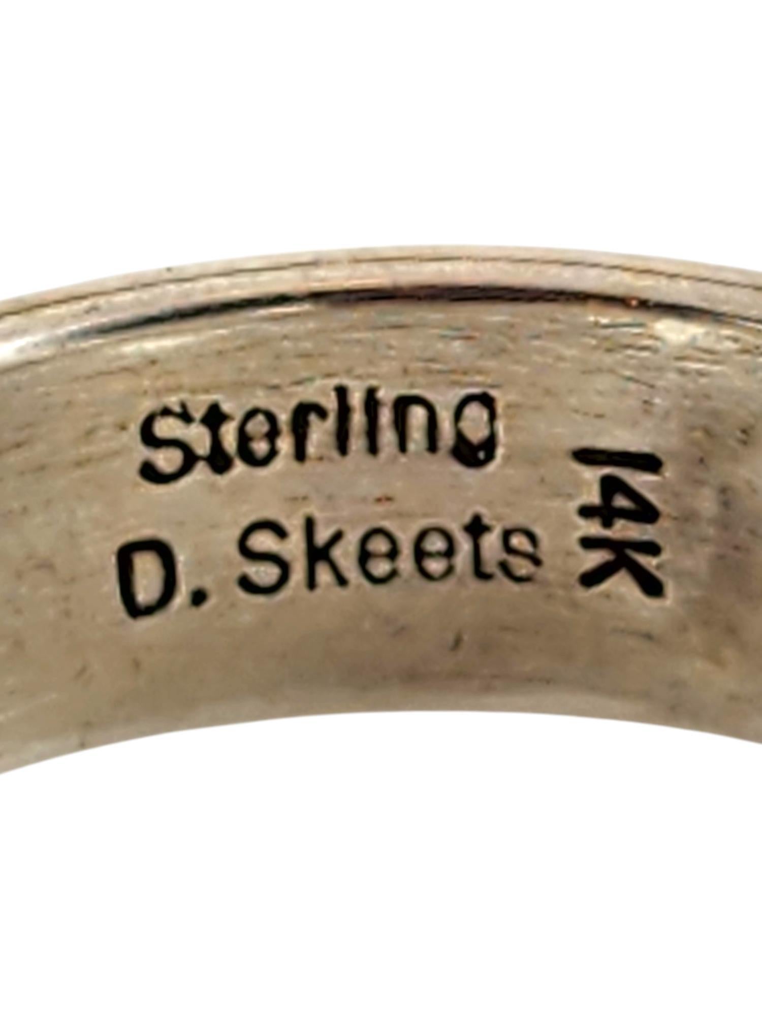 Dave Skeets 14K Yellow Gold & Sterling Silver Navajo Band Ring Size 9 #20095 For Sale 1