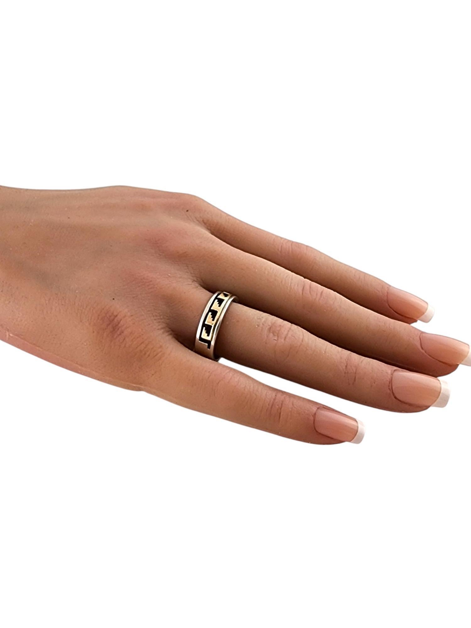 Dave Skeets 14K Yellow Gold & Sterling Silver Navajo Band Ring Size 9 #20095 For Sale 2