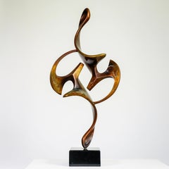 Acrobat - Geometrical, Graceful Abstract Bronze Sculpture on Marble Base