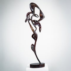 Fugue - Fluid, Graceful Abstract Bronze Sculpture on Marble Base
