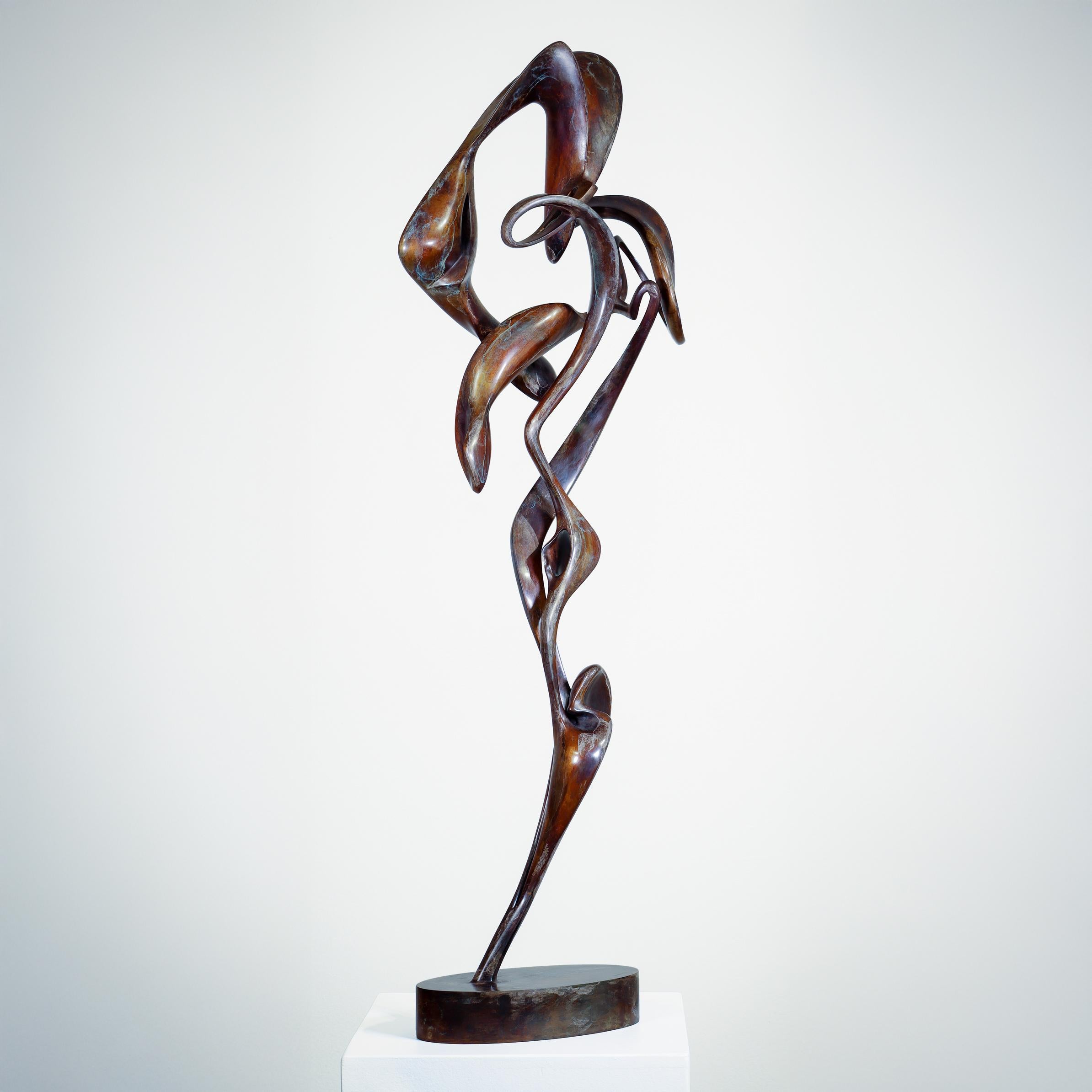 Fugue - Fluid, Graceful Abstract Bronze Sculpture on Marble Base