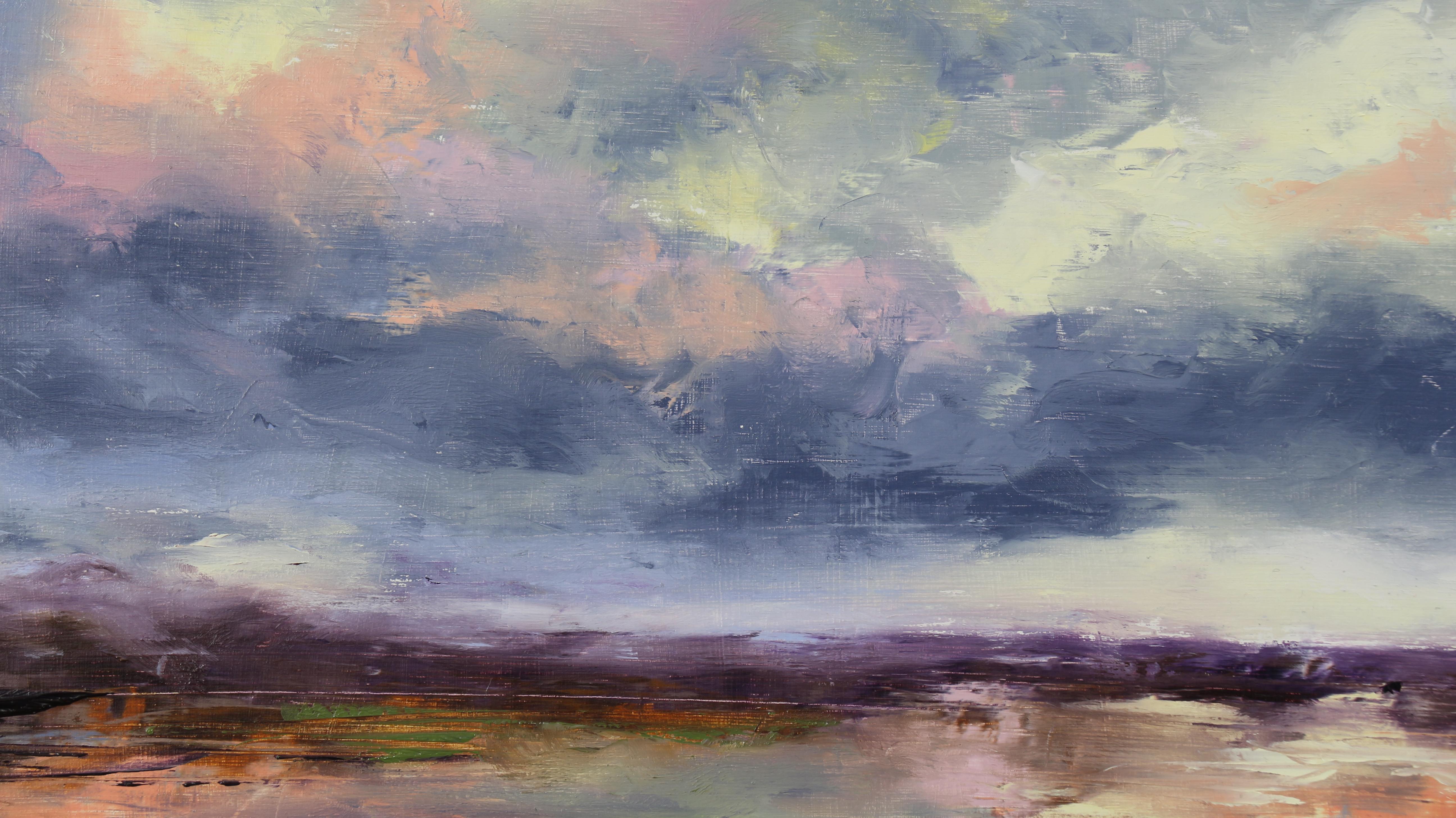 Small Hours II - Gray Landscape Painting by Dave Watson