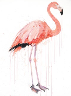 Huile sur toile Flamingo II d'origine