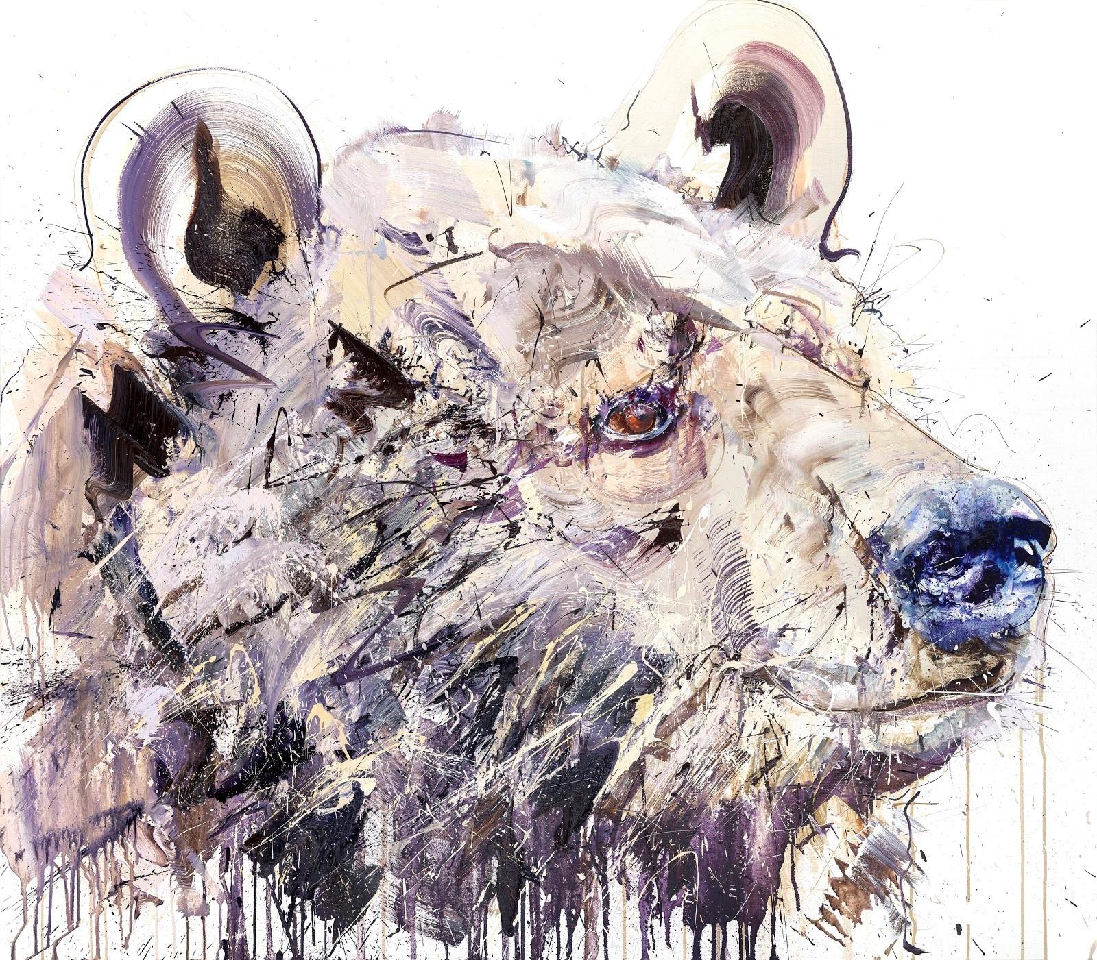 Dave White Animal Print - Young Grizzly (larger size)