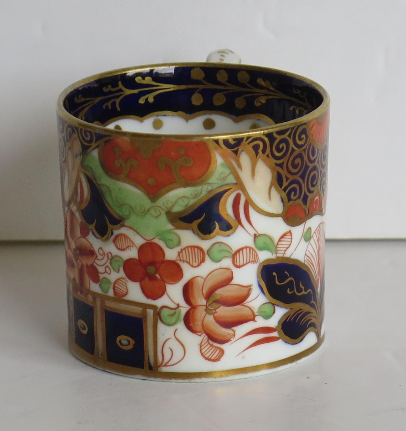 Davenport Coffee Can Porcelain Hand Painted Gilded Imari Fence Ptn, circa 1808 3