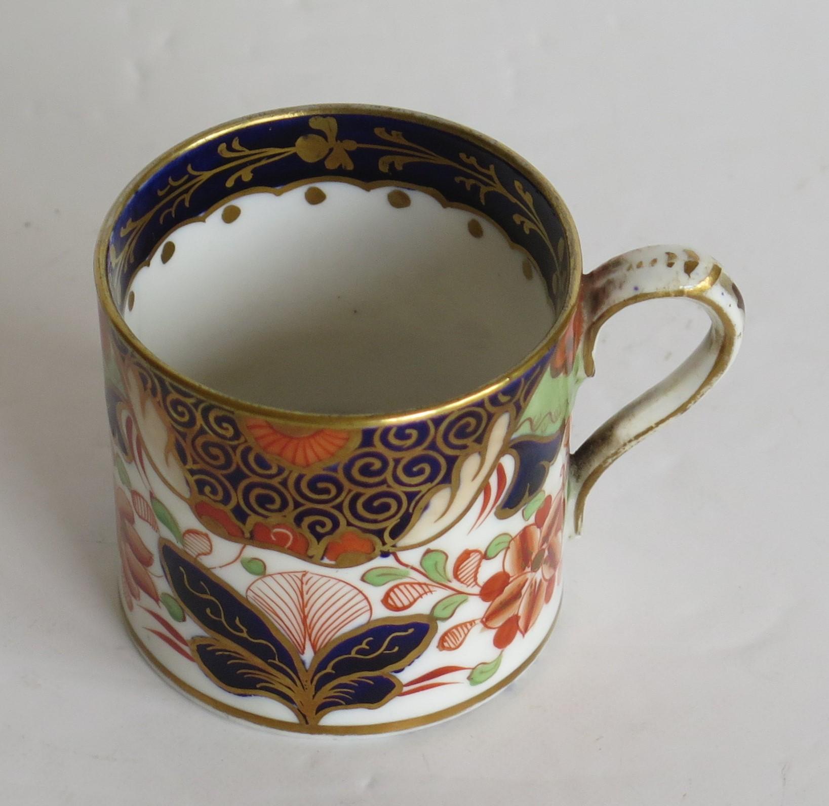 Davenport Coffee Can Porcelain Hand Painted Gilded Imari Fence Ptn, circa 1808 4