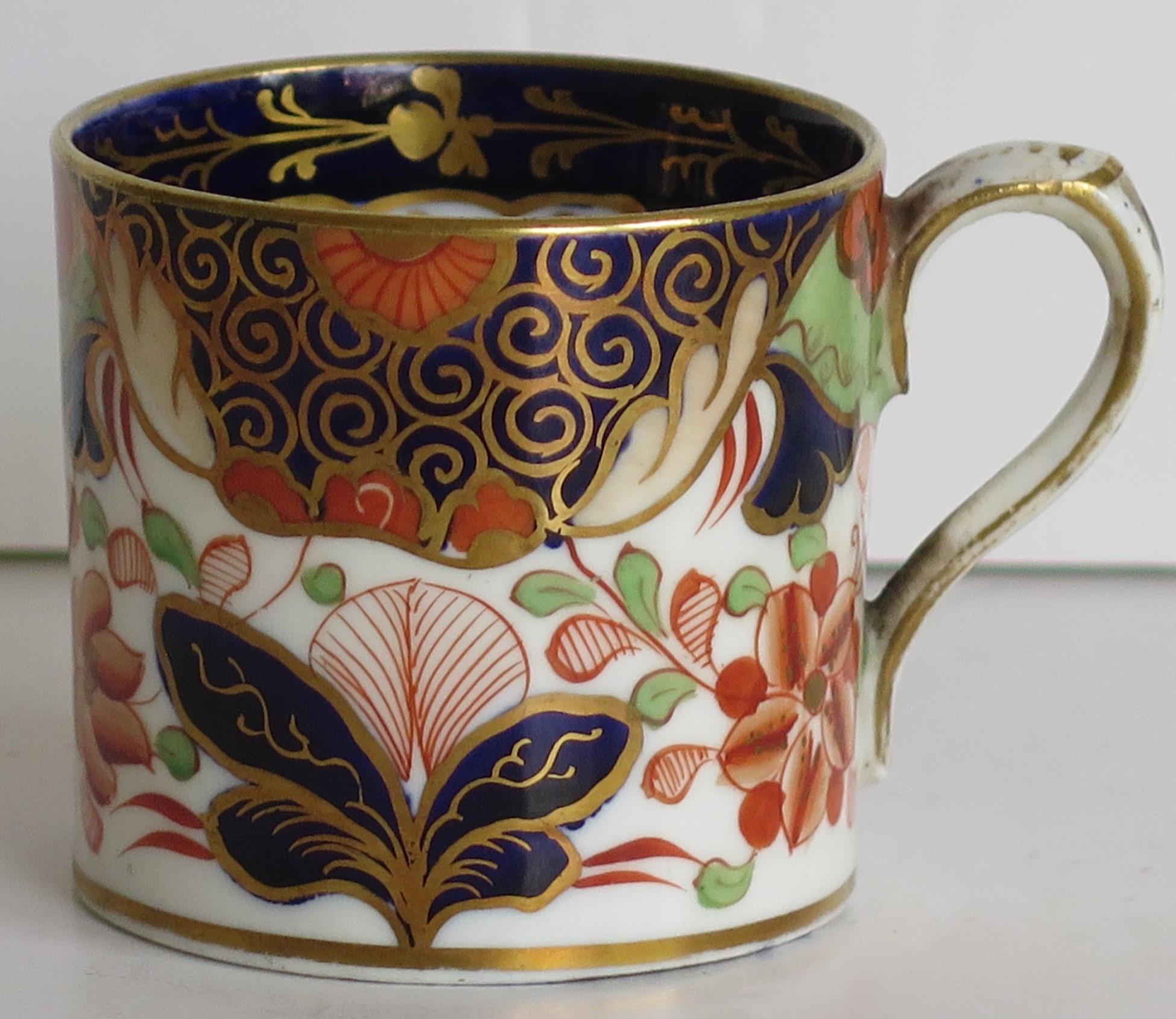 Davenport Coffee Can Porcelain Hand Painted Gilded Imari Fence Ptn, circa 1808 6