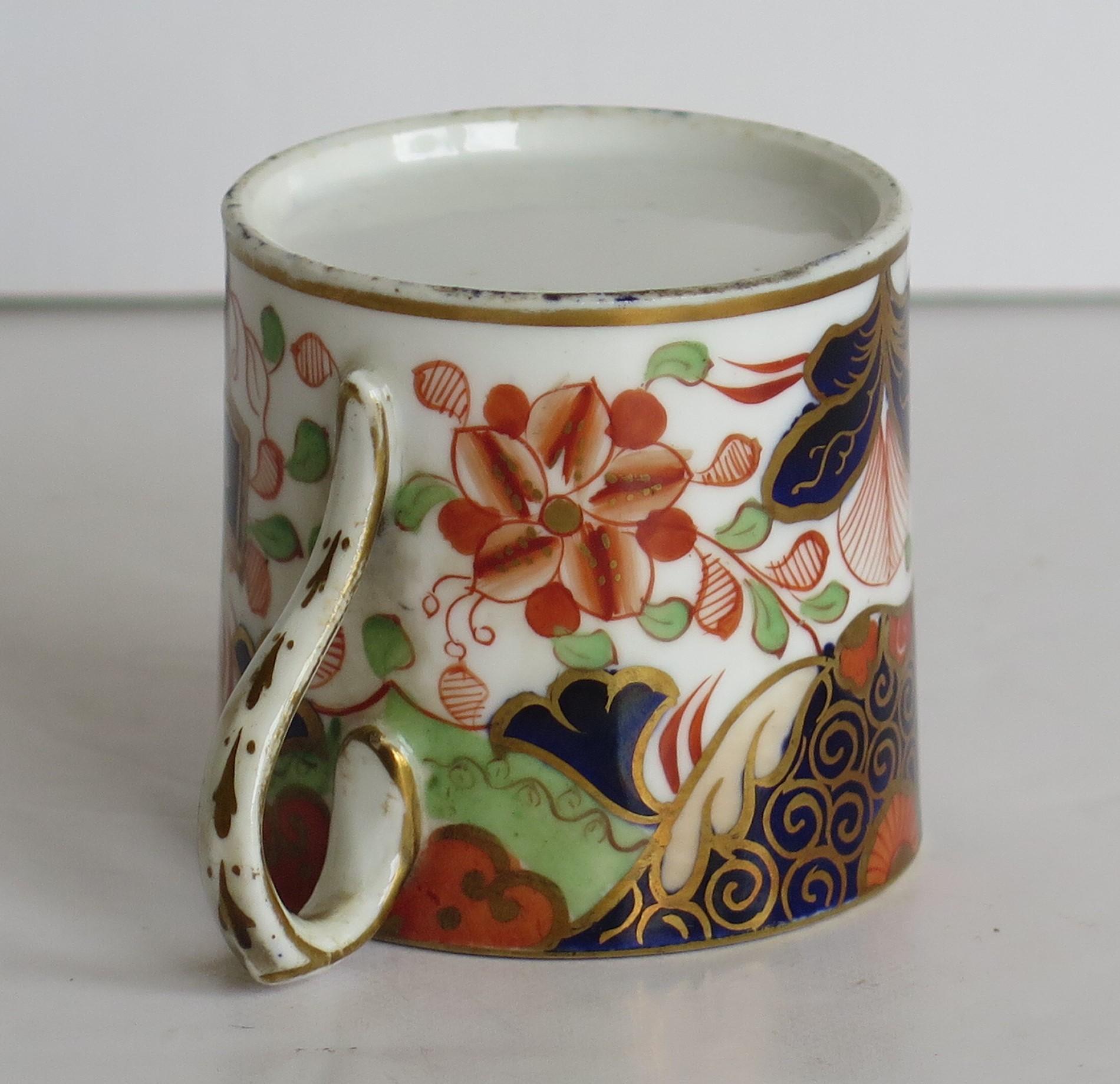 Davenport Coffee Can Porcelain Hand Painted Gilded Imari Fence Ptn, circa 1808 9
