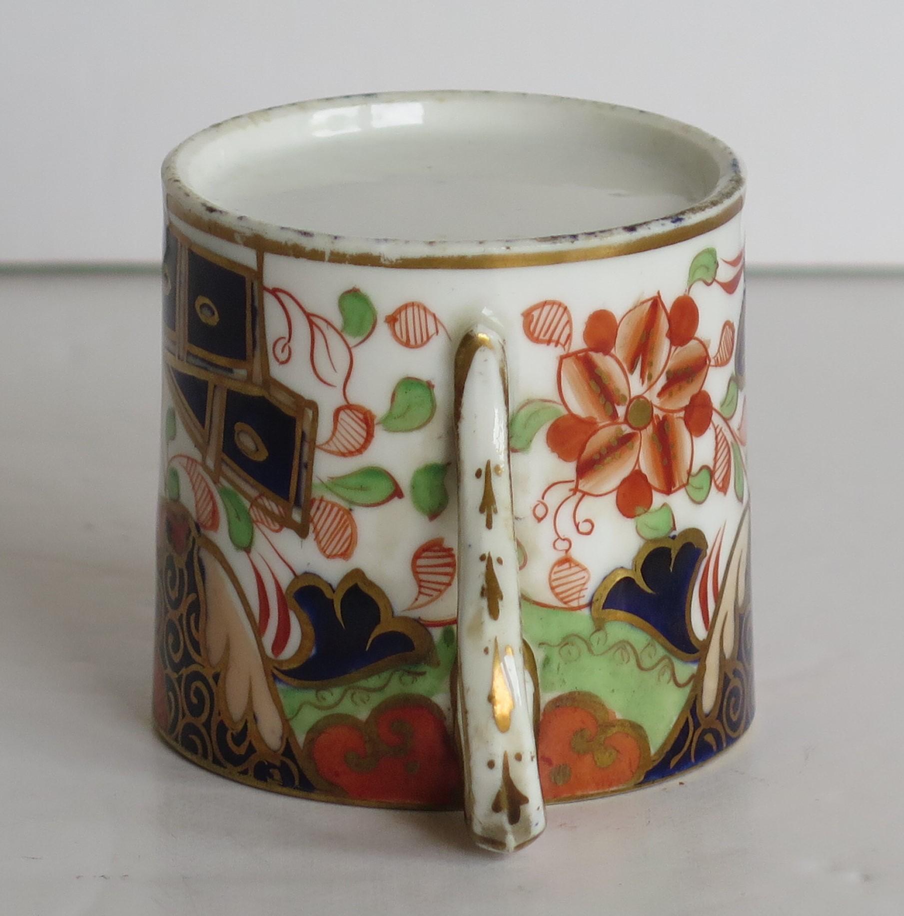 Davenport Coffee Can Porcelain Hand Painted Gilded Imari Fence Ptn, circa 1808 10