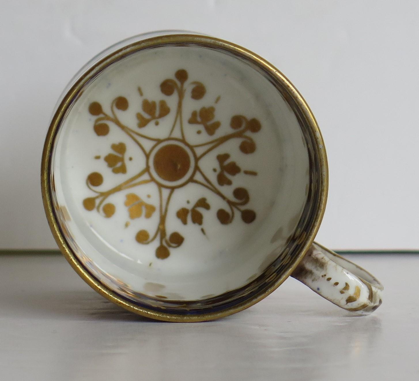 George III Davenport Coffee Can Porcelain Hand Painted Gilded Imari Fence Ptn, circa 1808