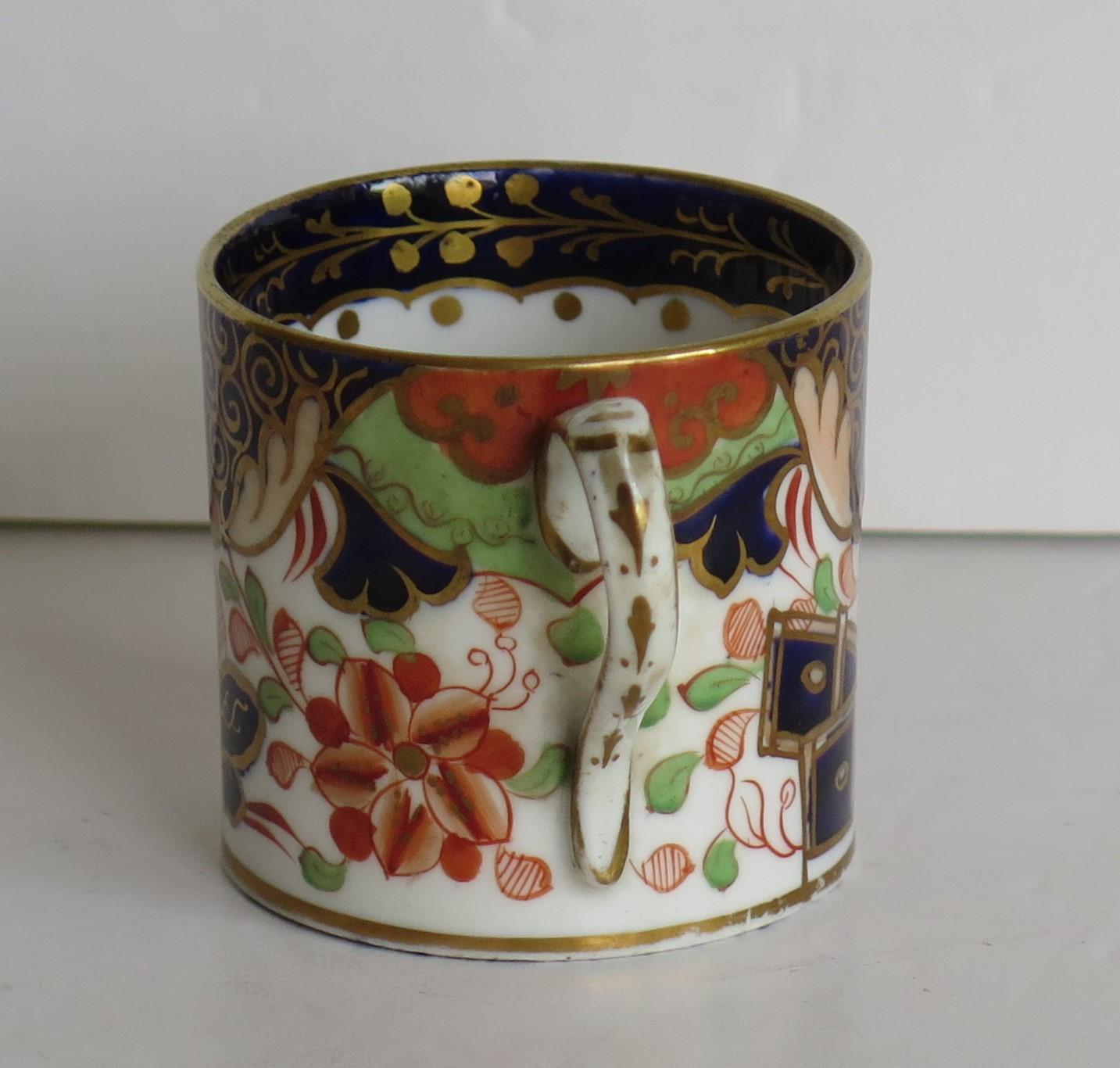 Davenport Coffee Can Porcelain Hand Painted Gilded Imari Fence Ptn, circa 1808 1
