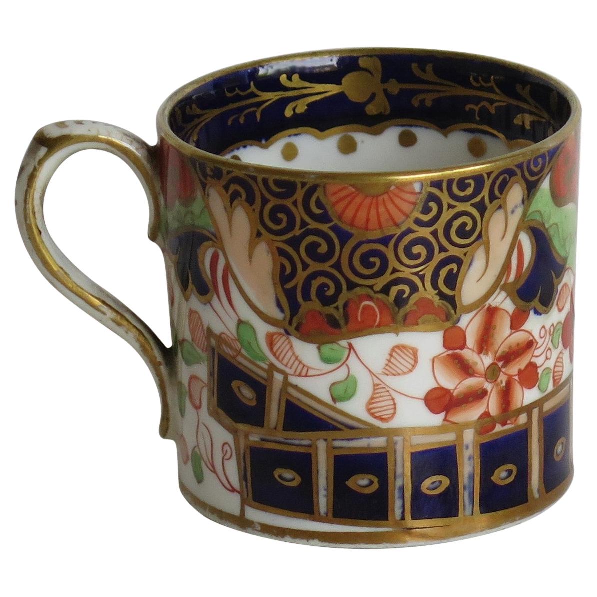 Davenport Coffee Can Porcelain Hand Painted Gilded Imari Fence Ptn, circa 1808