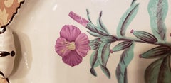 Davenport Creamware Shaped Tray with Botanical Specimen, a Purple Coherent