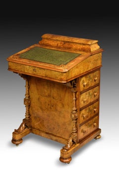 Davenport Desk in Walnut Root, England, 19th Century