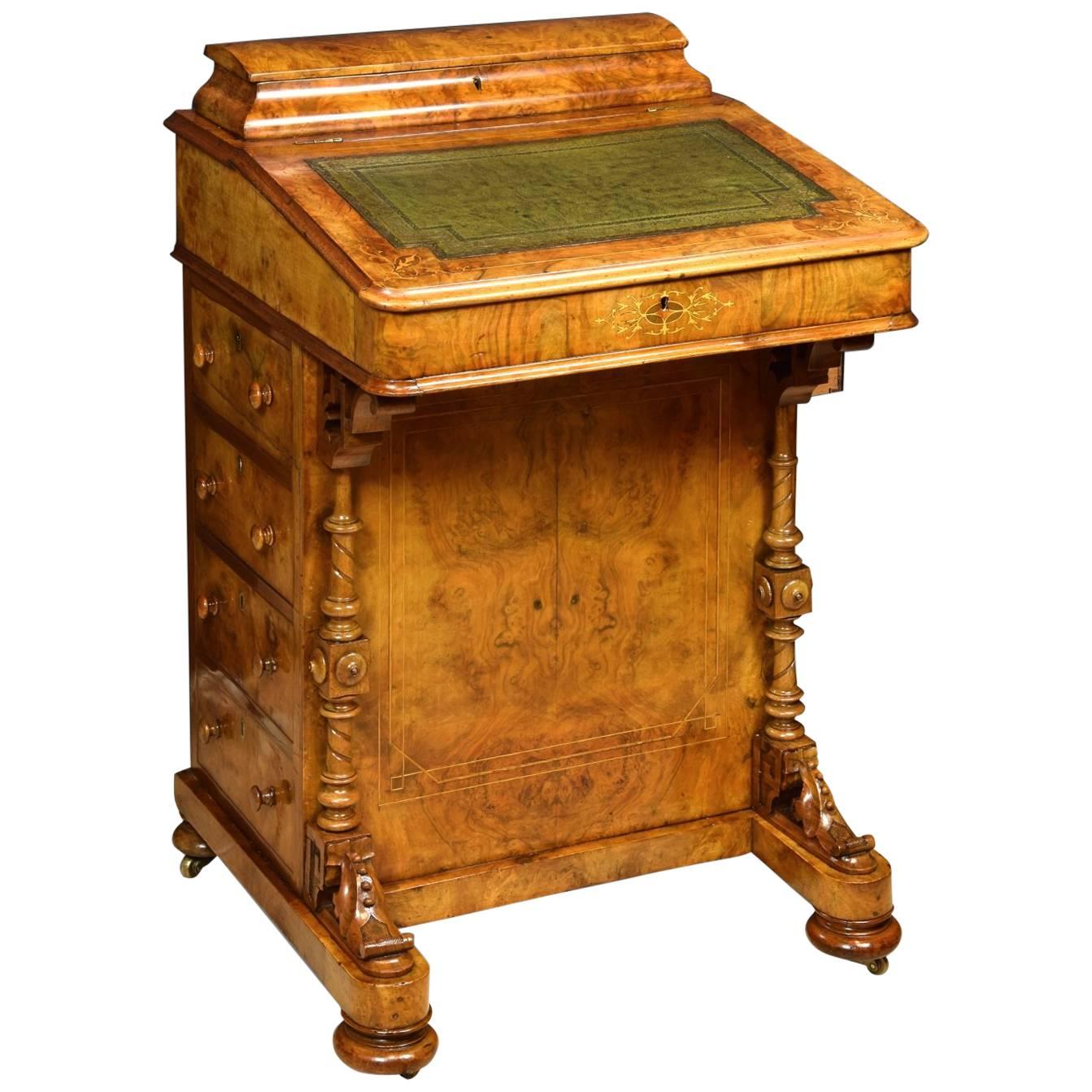 Davenport Desk in Walnut Root, England, 19th Century