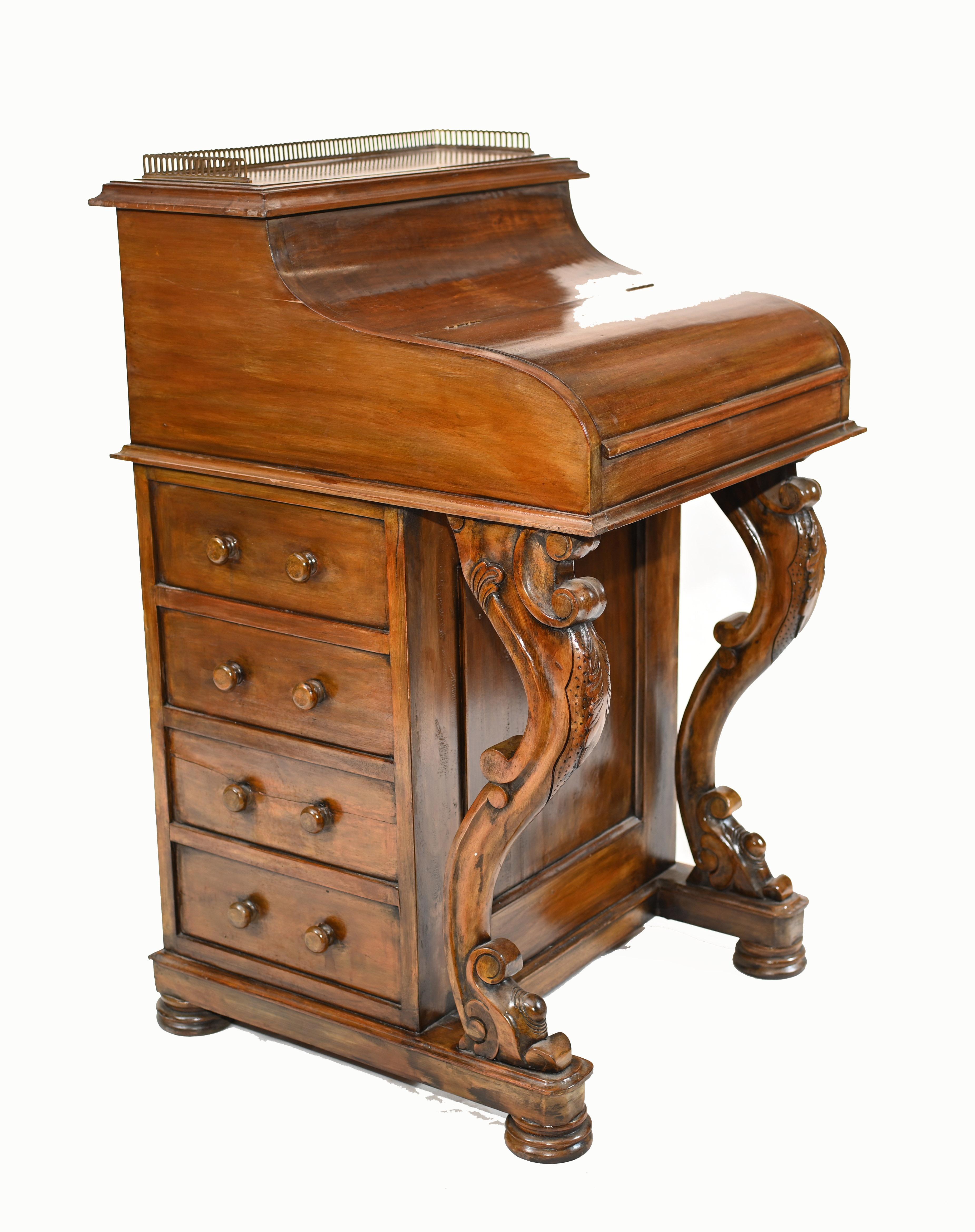 
Gorgeous Victorian Davenport desk we date to circa 1880
Hand crafted in mahogany it features a pop up mechanism 
Top opens out to reveal writing surface and numerous cubby holes
Offered in great shape ready for home use right away
We ship to every