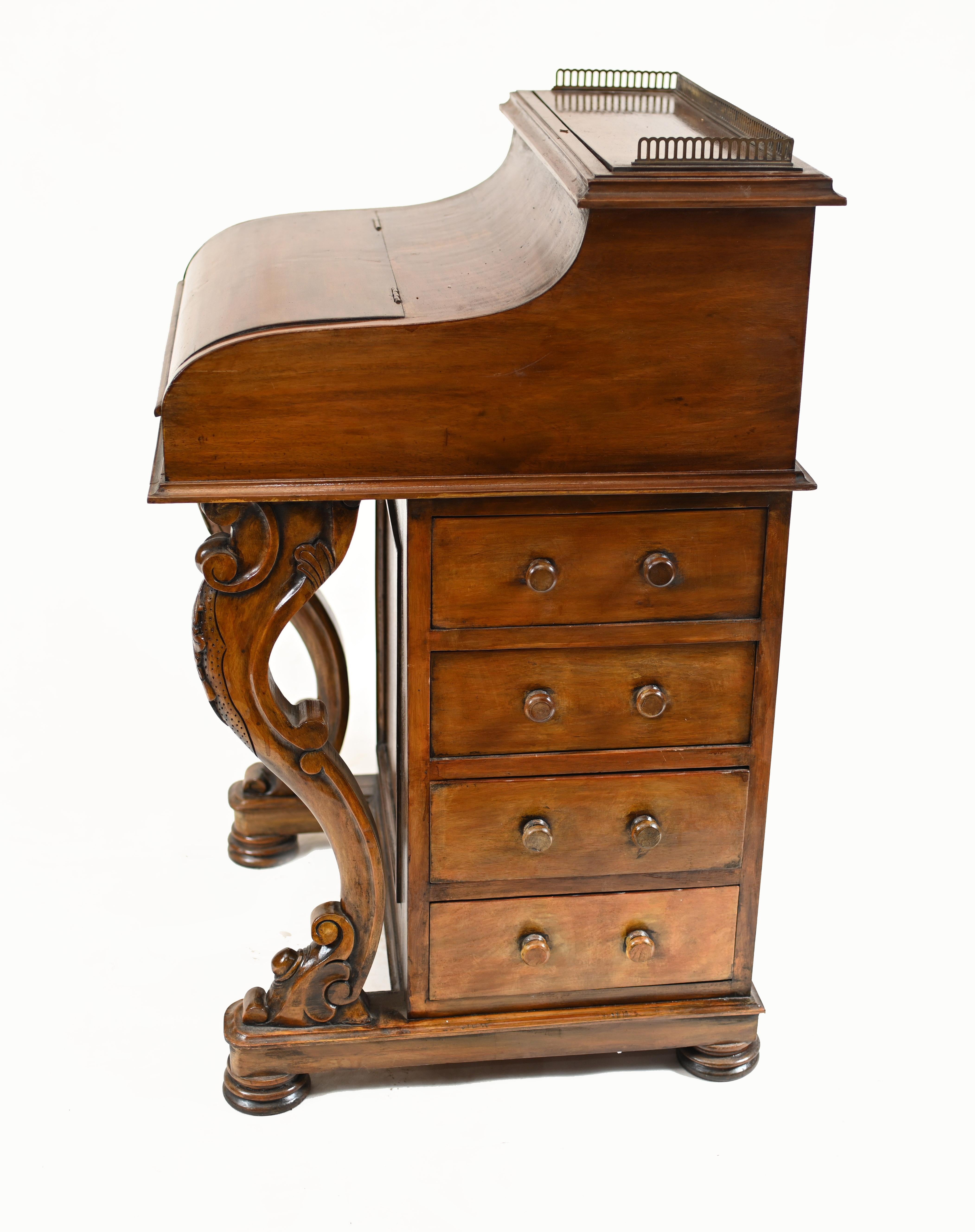 Davenport Desk Victorian Pop Up Mechanism Mahogany 1880  3