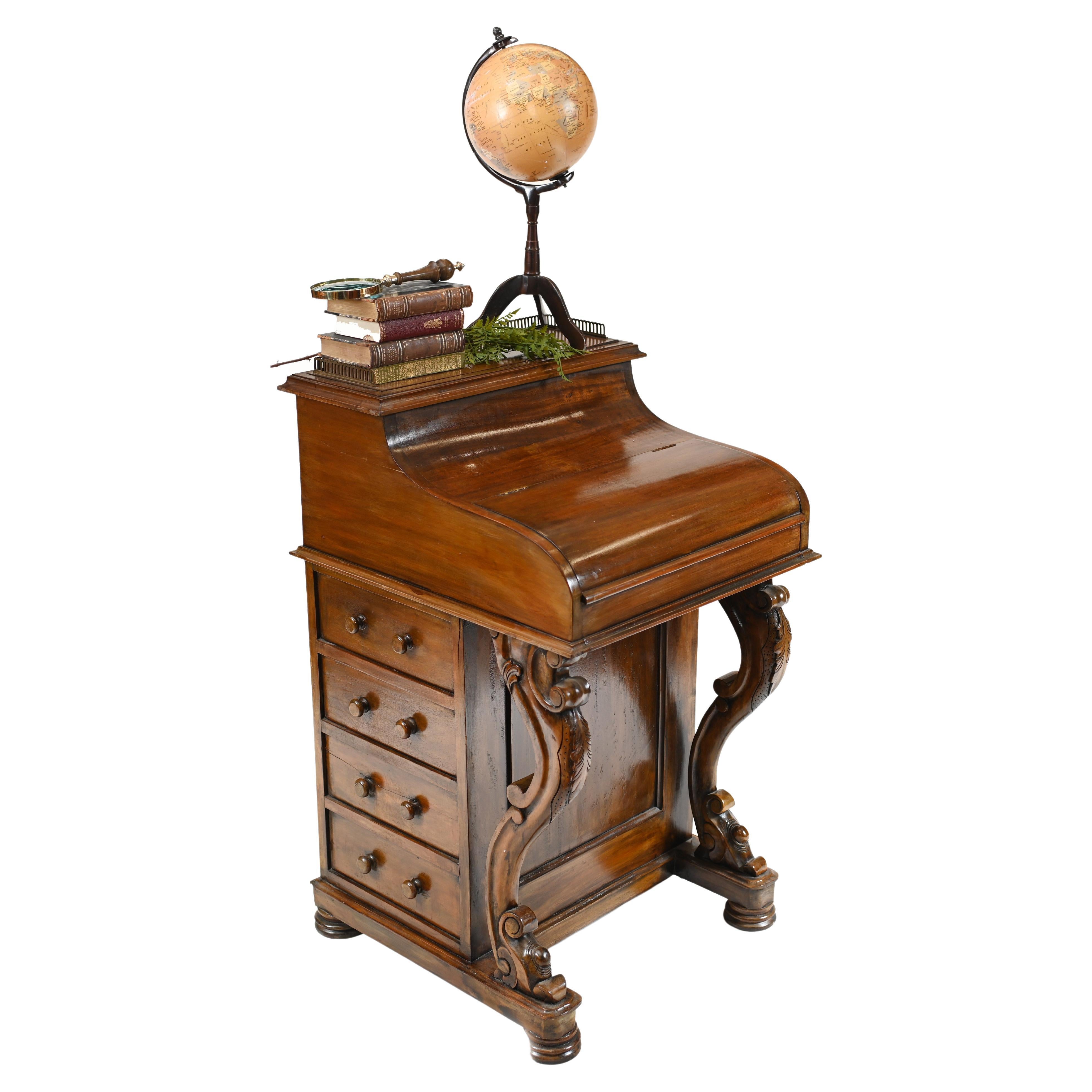 Davenport Desk Victorian Pop Up Mechanism Mahogany 1880 