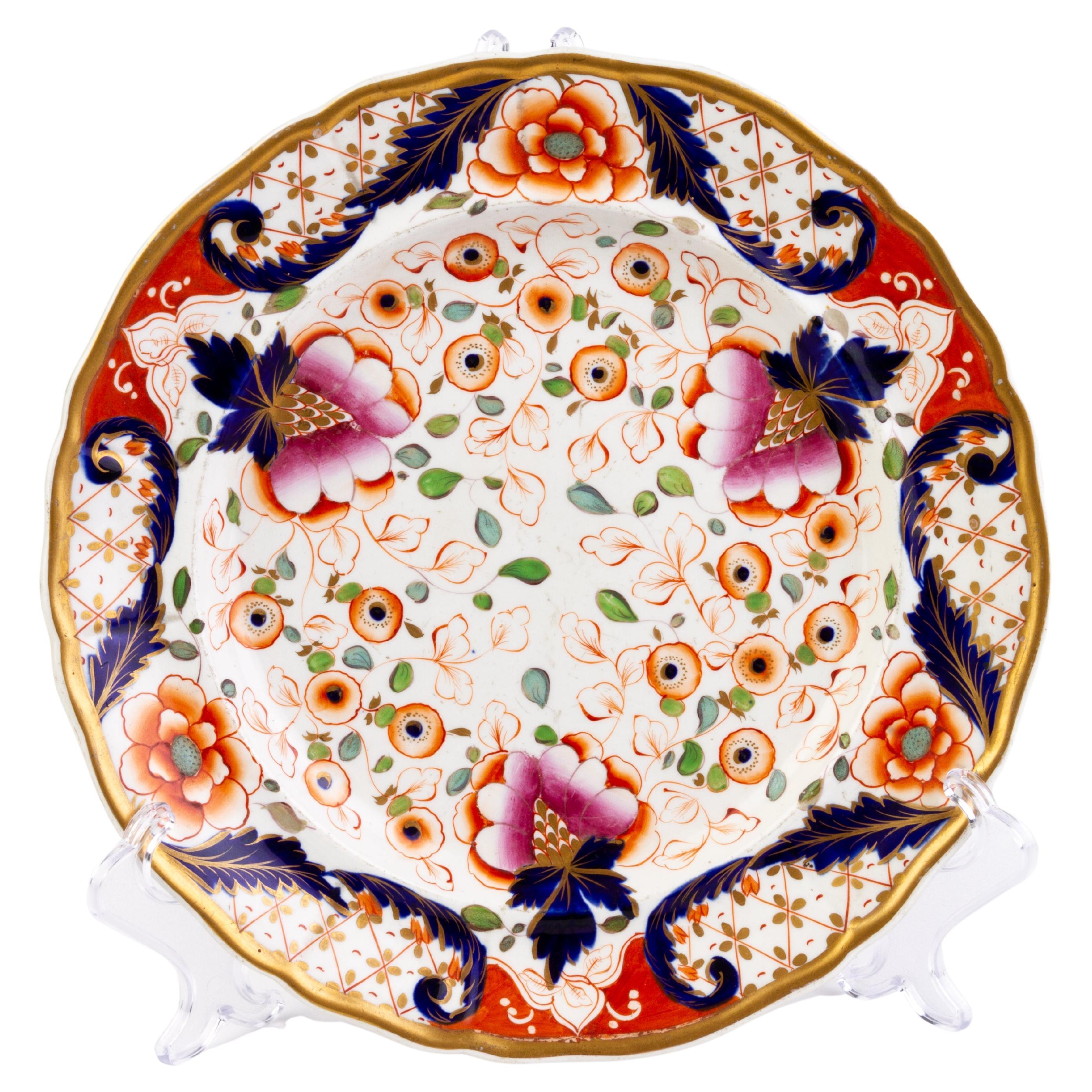 Davenport English Imari Porcelain Plate Late 18th Century 
