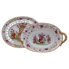 Davenport hand painted bone china dessert basket and stand