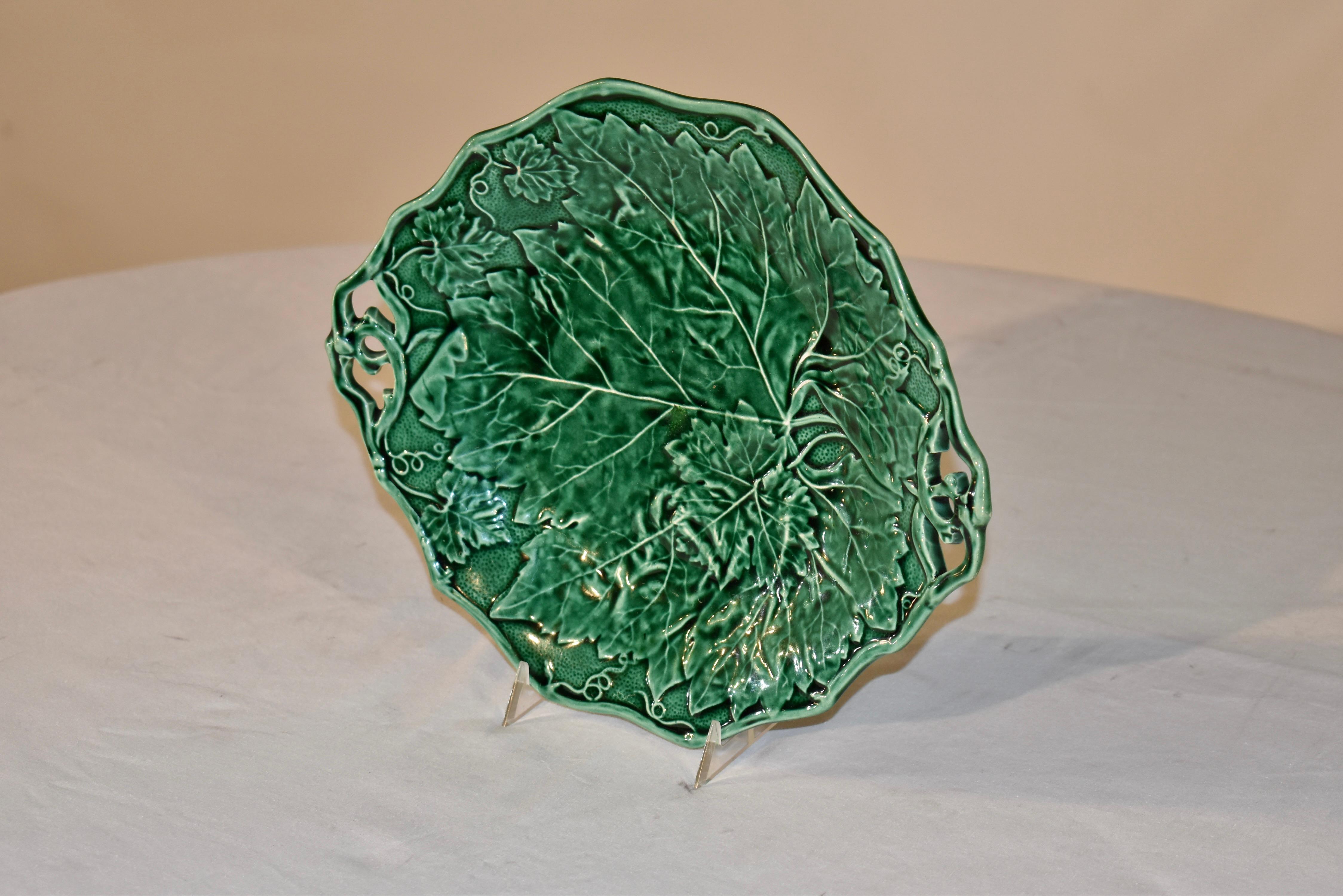 Victorian Davenport Handled Majolica Dish, Dated 1852 For Sale